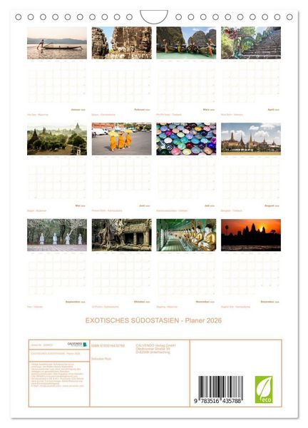 Produktbild: EXOTISCHES S&Uuml;DOSTASIEN - Planer 2026 (Wandkalender 2026 DIN A4 hoch), CALVENDO Monatskalender