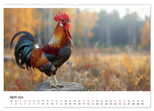 Produktbild: H&uuml;hner Federvieh (Wandkalender 2026 DIN A2 quer), CALVENDO Monatskalender