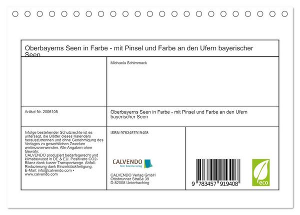Produktbild: Oberbayerns Seen in Farbe - mit Pinsel und Farbe an den Ufern bayerischer Seen (Tischkalender 2026 DIN A5 quer), CALVENDO Monatskalender