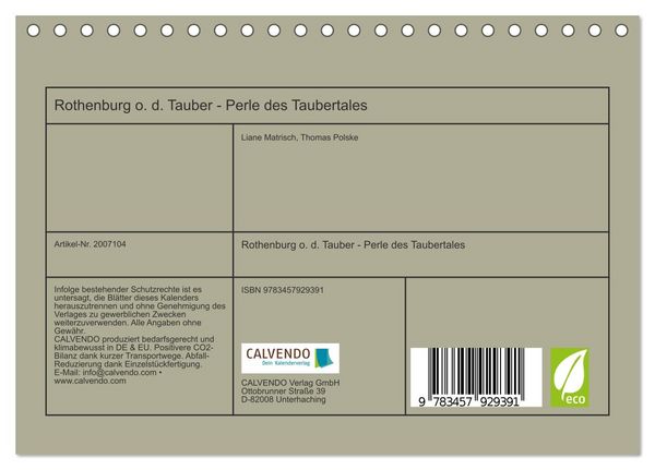 Produktbild: Rothenburg o. d. Tauber - Perle des Taubertales (Tischkalender 2026 DIN A5 quer), CALVENDO Monatskalender
