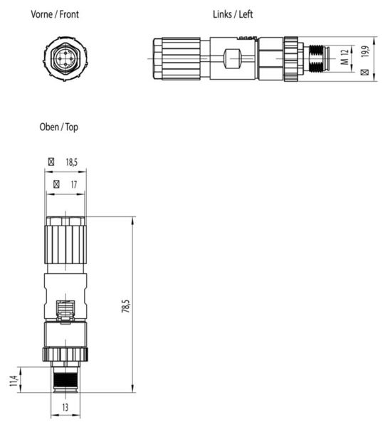 Produktbild: Siemens 6GK19010DB206AA0 Sensor-/Aktor-Steckverbinder Polzahl Sensoren: 4 1 St.