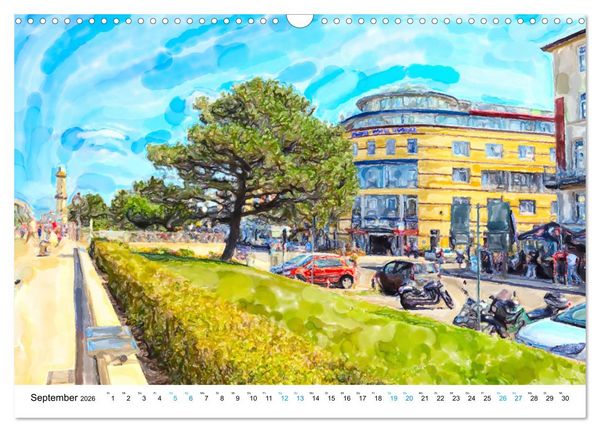 Produktbild: Warnem&uuml;nde - Die Ostseestadt illustriert in Aquarell (Wandkalender 2026 DIN A3 quer), CALVENDO Monatskalender