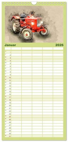 Produktbild: Familienplaner 2026 - Traktoren f&uuml;r Liebhaber mit 5 Spalten (Wandkalender, 21 x 45 cm) CALVENDO