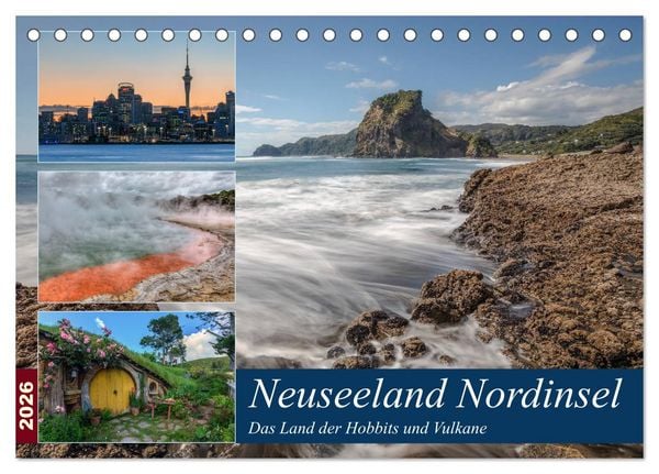 Produktbild: Neuseeland Nordinsel - Das Land der Hobbits und Vulkane (Tischkalender 2026 DIN A5 quer), CALVENDO Monatskalender