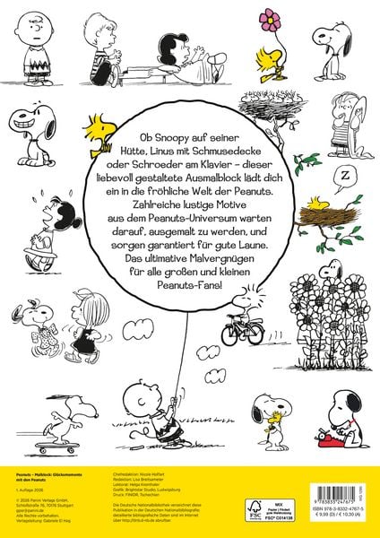 Produktbild: Peanuts: Malblock - Gl&uuml;cksmomente mit den Peanuts