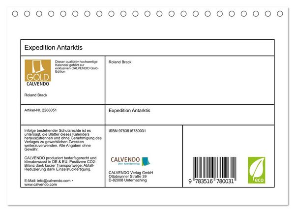 Produktbild: Expedition Antarktis (Tischkalender 2027 DIN A5 quer), CALVENDO Monatskalender