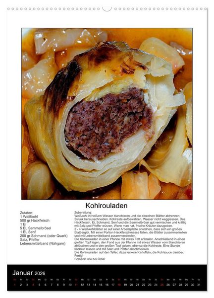 Produktbild: Omas Familienkochkalender (Wandkalender 2026 DIN A2 hoch), CALVENDO Monatskalender