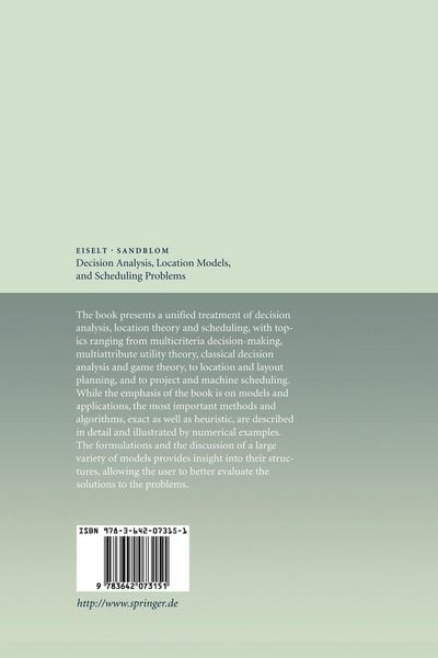 Produktbild: Decision Analysis, Location Models, and Scheduling Problems