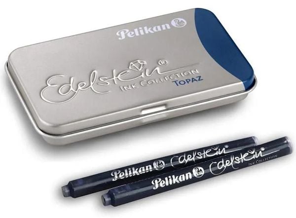 Pelikan Edelstein® Ink Collection Topaz, Türkis-Blau, 6 Großraumpatronen im Metalletui