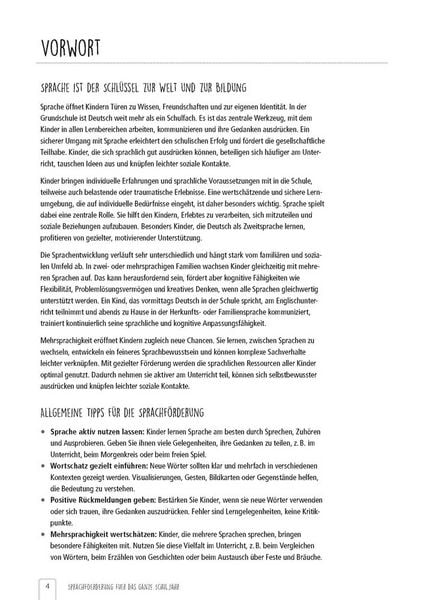 Produktbild: Sprachf&ouml;rderung f&uuml;r das ganze Schuljahr
