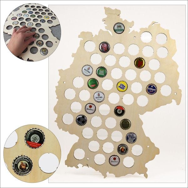 Produktbild: Holzkarte Deutschland f&uuml;r Kronkorken