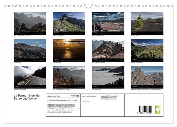 Produktbild: La Palma - Insel der Berge und Wolken (Wandkalender 2026 DIN A3 quer), CALVENDO Monatskalender