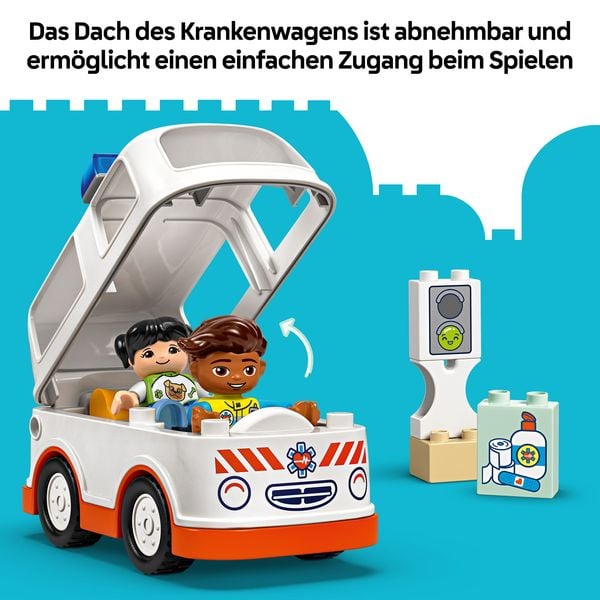 LEGO DUPLO Rettungswagen mit Fahrer, Lernspielzeug für Kleinkinder 10447