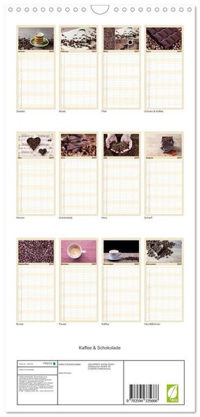 Produktbild: Familienplaner 2027 - Kaffee & Schokolade mit 5 Spalten (Wandkalender, 21 x 45 cm) CALVENDO