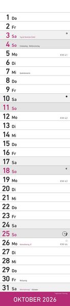 Produktbild: Streifenplaner PINK 2026 - Streifenkalender - Wandplaner - Küchen-Kalender - 11,3x49,5