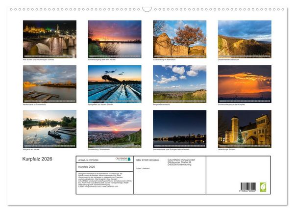 Produktbild: Kurpfalz 2026 (Wandkalender 2026 DIN A2 quer), CALVENDO Monatskalender