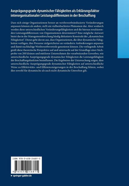 Produktbild: Auspr&auml;gungsgrade dynamischer F&auml;higkeiten als Erkl&auml;rungsfaktor interorganisationaler Leistungsdifferenzen in der Beschaffung