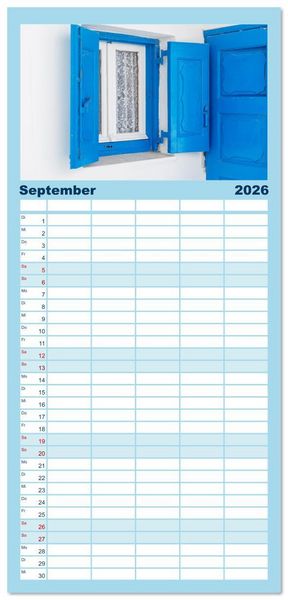 Produktbild: Familienplaner 2026 - Griechenland - Mykonos Kalender mit 5 Spalten (Wandkalender, 21 x 45 cm) CALVENDO
