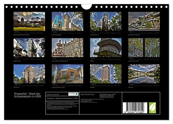 Produktbild: Wuppertal - Stadt der Schwebebahn in HDR (Wandkalender 2027 DIN A4 quer), CALVENDO Monatskalender