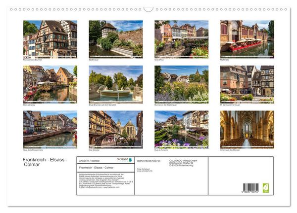 Produktbild: Frankreich - Elsass - Colmar (Wandkalender 2026 DIN A2 quer), CALVENDO Monatskalender