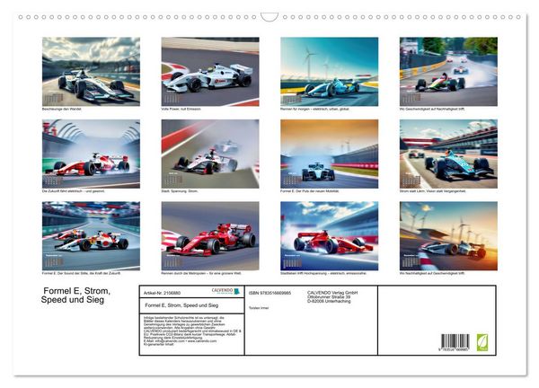 Produktbild: Formel E, Strom, Speed und Sieg (Wandkalender 2026 DIN A2 quer), CALVENDO Monatskalender