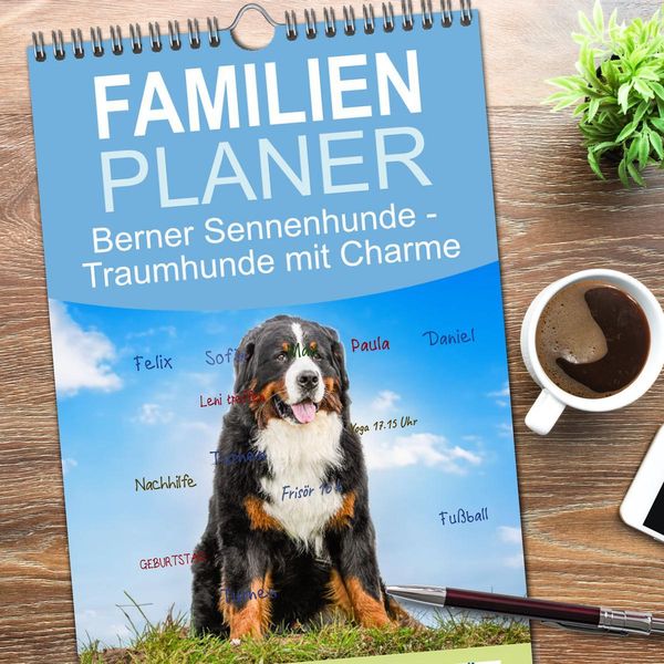 Produktbild: Familienplaner 2026 - Berner Sennenhunde - Traumhunde mit Charme mit 5 Spalten (Wandkalender, 21 x 45 cm) CALVENDO