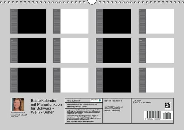 Produktbild: Bastelkalender mit Planerfunktion / F&uuml;r Schwarz - Wei&szlig; - Seher (Wandkalender immerw&auml;hrend DIN A3 quer)
