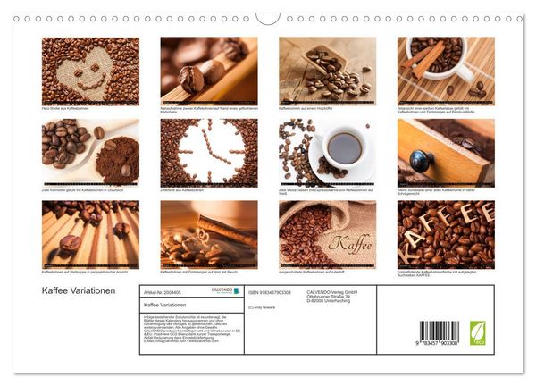 Produktbild: Kaffee Variationen (Wandkalender 2026 DIN A3 quer), CALVENDO Monatskalender