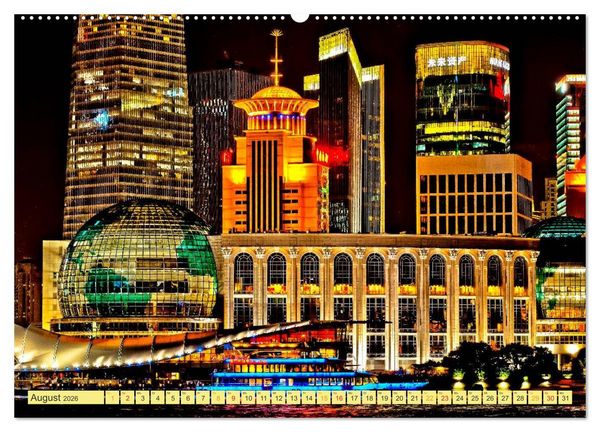 Produktbild: St&auml;dte der Welt - Skylines in der Nacht (hochwertiger Premium Wandkalender 2026 DIN A2 quer), Kunstdruck in Hochglanz