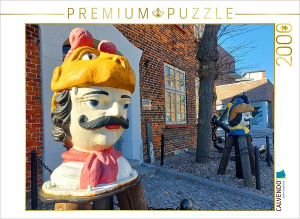 CALVENDO Puzzle Wismar, Schwedenköpfe am historischen Baumhaus im Alten Hafen | 2000 Teile Lege-Größe 90 × 67 cm Foto-Puzzle für glückliche Stunden