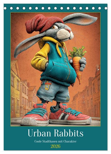 Produktbild: Urban Rabbits. Coole Stadthasen mit Charakter (Tischkalender 2026 DIN A5 hoch), CALVENDO Monatskalender