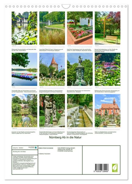Produktbild: N&uuml;rnberg Ab in die Natur (Wandkalender 2026 DIN A3 hoch), CALVENDO Monatskalender