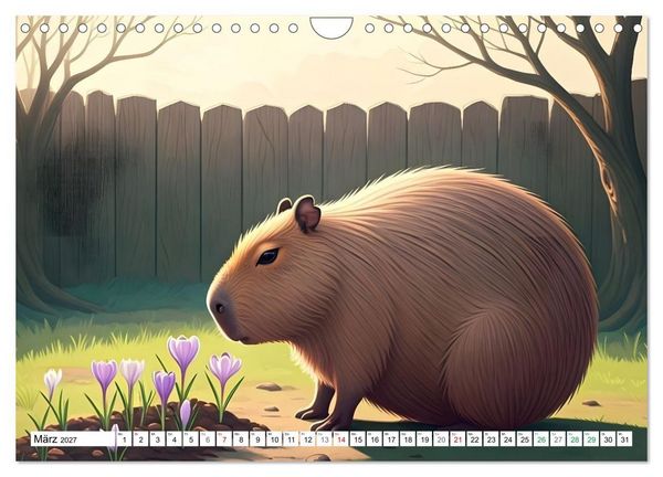 Produktbild: Capybara Carlo und die vier Jahreszeiten (Wandkalender 2027 DIN A4 quer), CALVENDO Monatskalender