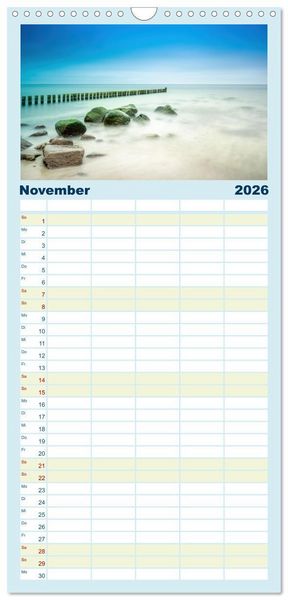 Produktbild: Familienplaner 2026 - Farben der Ostsee mit 5 Spalten (Wandkalender, 21 x 45 cm) CALVENDO