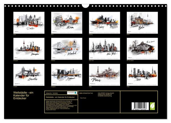 Produktbild: Weltst&auml;dte - ein Kalender f&uuml;r Entdecker (Wandkalender 2026 DIN A3 quer), CALVENDO Monatskalender