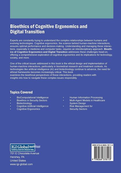 Produktbild: Bioethics of Cognitive Ergonomics and Digital Transition