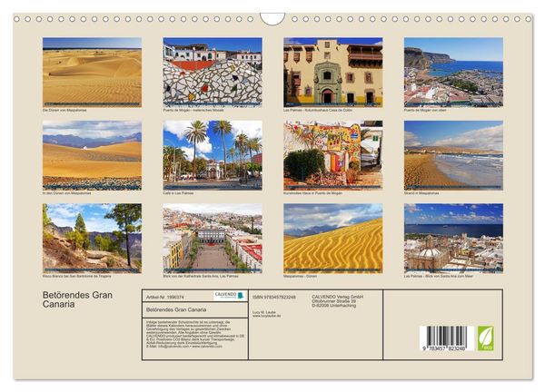 Produktbild: Bet&ouml;rendes Gran Canaria (Wandkalender 2026 DIN A3 quer), CALVENDO Monatskalender