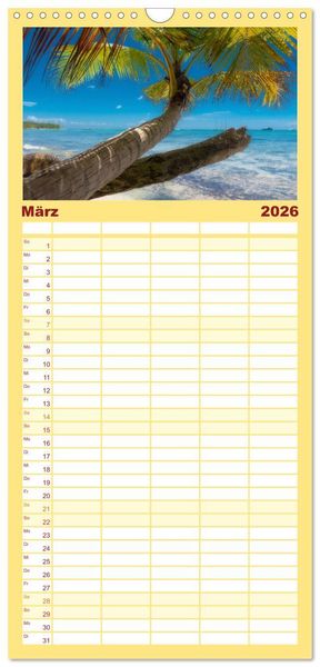 Produktbild: Familienplaner 2026 - Karibik Traum Isla Saona mit 5 Spalten (Wandkalender, 21 x 45 cm) CALVENDO