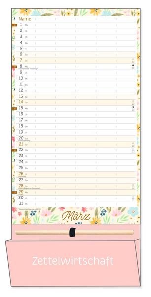 Produktbild: Deko-Familienplaner mit Tasche Flower Time 2027