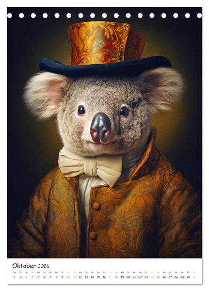 Produktbild: Tierische Kunst - Eine Sammlung von Renaissance-Gem&auml;lden mit tierischen Motiven (Tischkalender 2026 DIN A5 hoch), CALVENDO Monatskalender