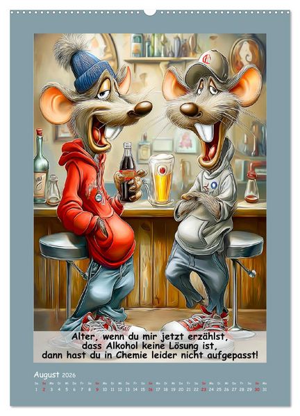 Produktbild: Rattige Jungs. Trockener, b&ouml;ser Stadtratten-Humor (Wandkalender 2026 DIN A2 hoch), CALVENDO Monatskalender