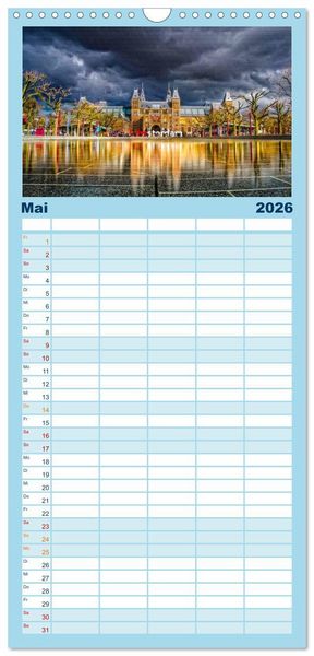 Produktbild: Familienplaner 2026 - Die 12 meistbesuchten St&auml;dte in Europa mit 5 Spalten (Wandkalender, 21 x 45 cm) CALVENDO