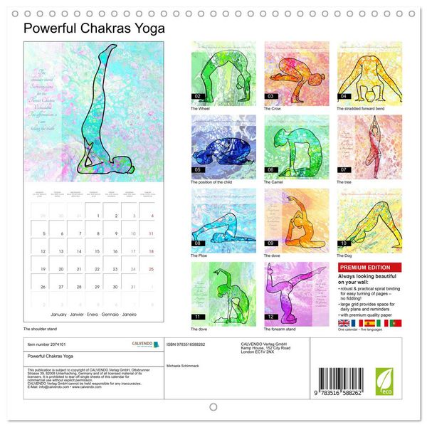 Produktbild: Powerful Chakras Yoga (Wall Calendar 2026 12 &times; 12 Inch) CALVENDO 12 Month Wall Calendar