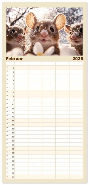 Produktbild: Familienplaner 2026 - Augen wie Kn&ouml;pfe mit 5 Spalten (Wandkalender, 21 x 45 cm) CALVENDO