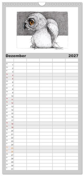 Produktbild: Familienplaner 2027 - TIERONISCH mit 5 Spalten (Wandkalender, 21 x 45 cm) CALVENDO