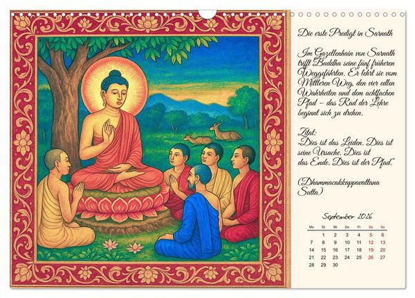 Produktbild: Siddhartas Pfad zum Buddha (Wandkalender 2026 DIN A3 quer), CALVENDO Monatskalender