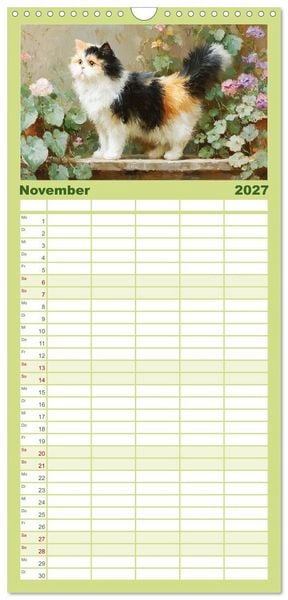 Produktbild: Familienplaner 2027 - Perserkatzen. Flauschige Momente in kunstvoller &Ouml;loptik mit 5 Spalten (Wandkalender, 21 x 45 cm) CALVENDO