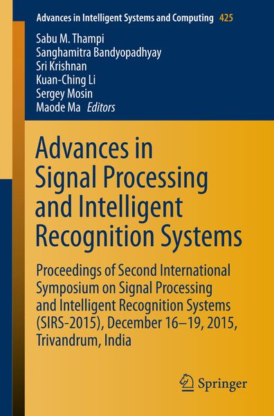 Produktbild: Advances in Signal Processing and Intelligent Recognition Systems
