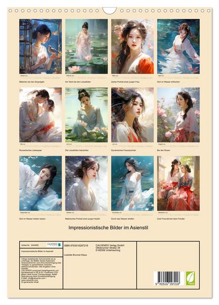 Produktbild: Impressionistische Bilder im Asienstil (Wandkalender 2026 DIN A3 hoch), CALVENDO Monatskalender