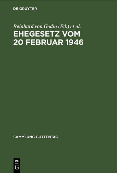 Produktbild: Ehegesetz vom 20 Februar 1946